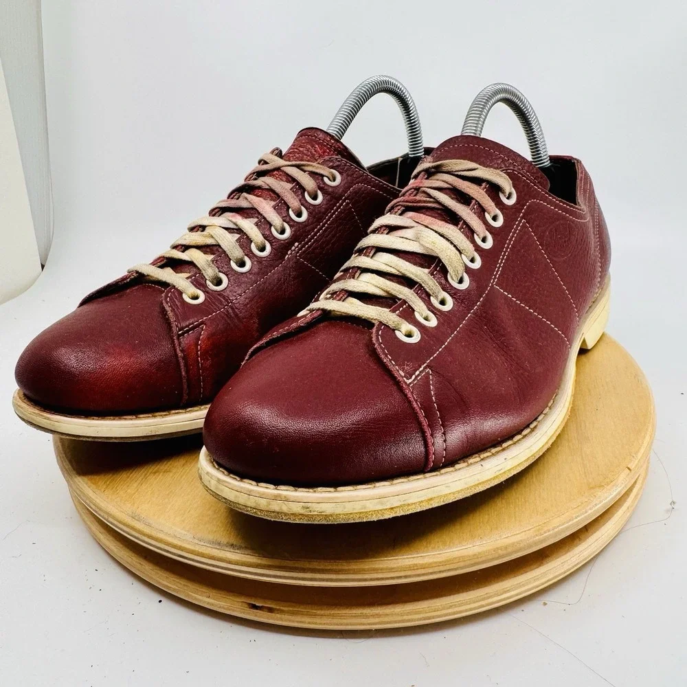 Vintage Linds Bowling Shoes Mens 7.5 D Maroon Retro‎ Leather